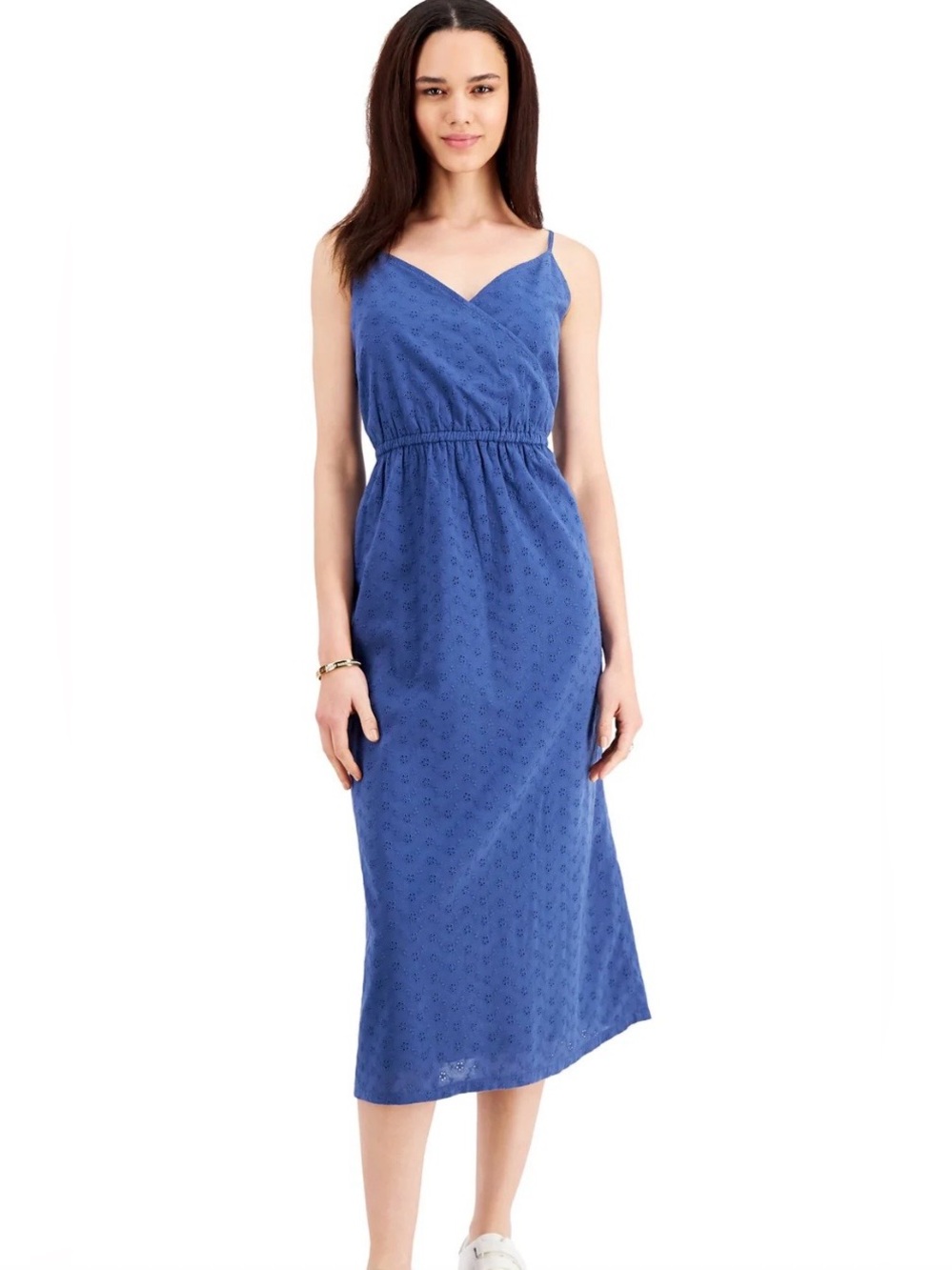 Style & Co. Blue Eyelet Midi Dress with Spaghetti Straps Size 1X NEW
